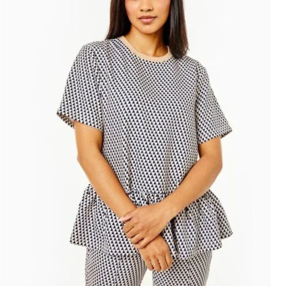 Addison Bay Geo print peplum top